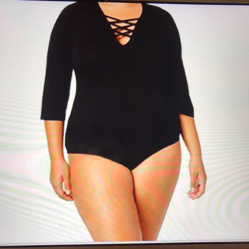 Mblm Bodysuit By Tess Holiday Trendy Plus Size Lace-up. - Picture 1 of 5